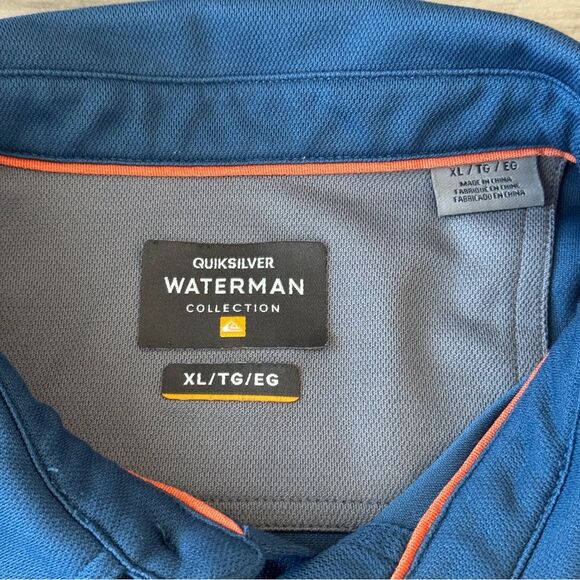 Quiksilver Waterman Collection Men's Blue Polo Shirt XL - Picture 3 of 5